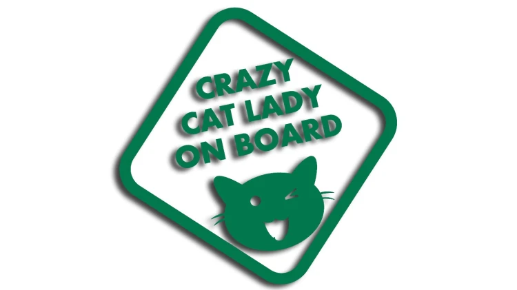 naklejka crazy cat lady on board zielona.jpg