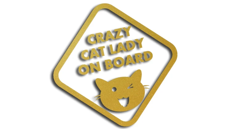 naklejka crazy cat lady on board zlota.jpg