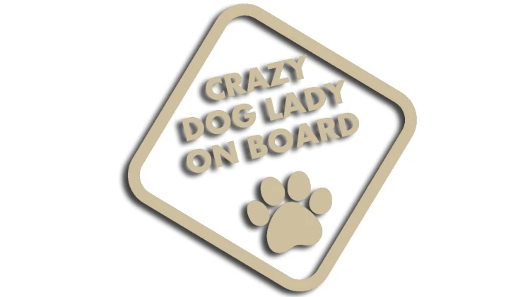 naklejka crazy dog lady on board bezowa.jpg