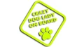 naklejka Crazy Dog Lady on Board - śmieszna wlepka na auto dla psiary - znak ostrzegawczy z łapą psa żółty neon