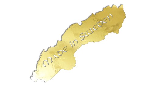 Naklejka Made in Sweden mapa Szwecji - dla fanów Volvo Saab Scania złoty chrom