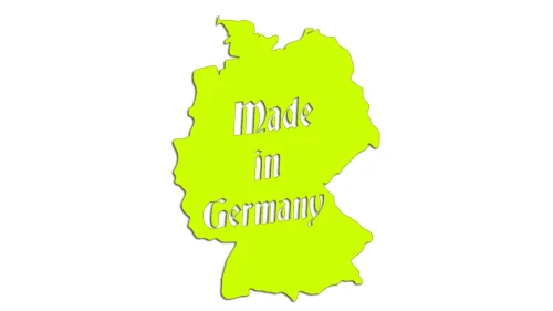 Naklejka Made in Germany mapa Niemiec - dla fanów BMW Audi Mercedes VW - wlepka na auto żółty neon