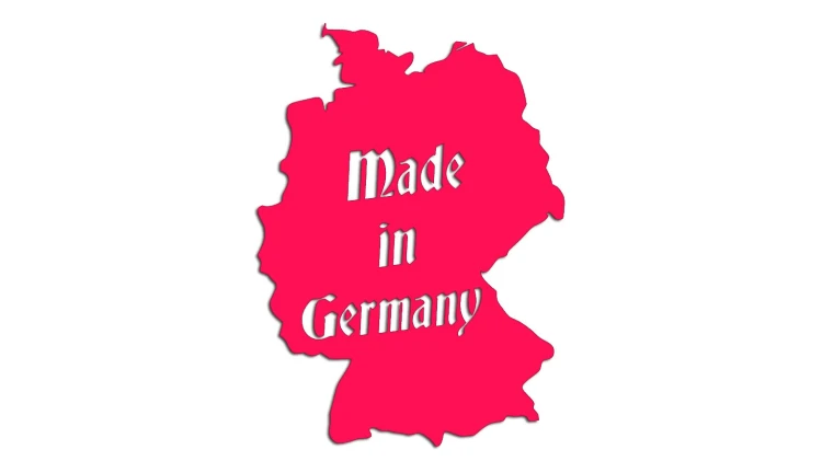 Naklejka Made in Germany mapa Niemiec - dla fanów BMW Audi Mercedes VW - wlepka na auto różowy neon
