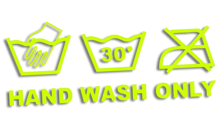 Naklejka HAND WASH ONLY - Detailing - Mycie Ręczne - żółty neon