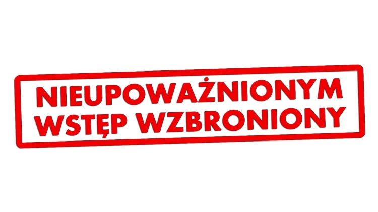 Naklejka NIEUPOWAŻNIONYM WSTĘP WZBRONIONY - Znak BHP - Magazyn / Biuro czerwony neon
