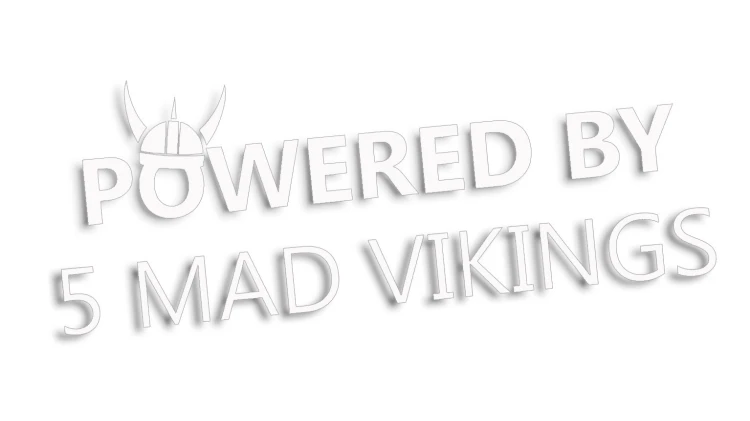 Naklejka POWERED BY 5 MAD VIKINGS do Volvo Saab Scania biała