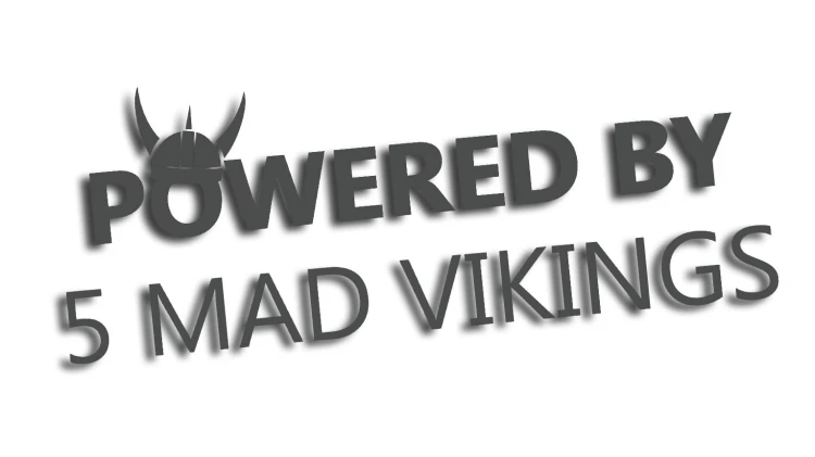 naklejka powered by 5 mad vikings grafitowa.jpg