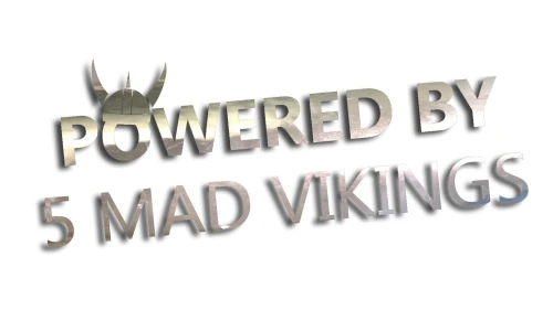 Naklejka POWERED BY 5 MAD VIKINGS do Volvo Saab Scania chrom