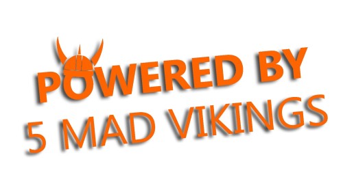 Naklejka POWERED BY 5 MAD VIKINGS do Volvo Saab Scania pomarańczowy neon