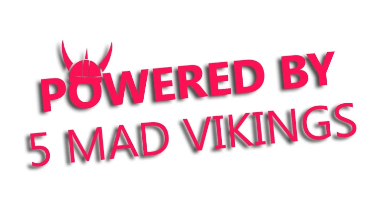 Naklejka POWERED BY 5 MAD VIKINGS do Volvo Saab Scania różowy neon