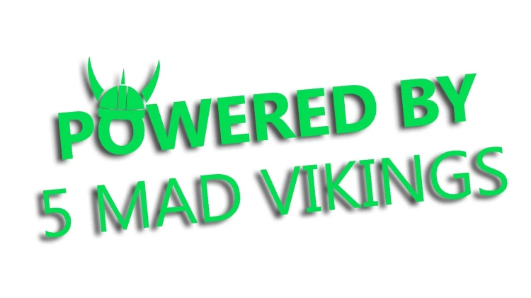 Naklejka POWERED BY 5 MAD VIKINGS do Volvo Saab Scania zielony neon
