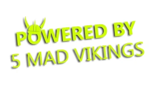Naklejka POWERED BY 5 MAD VIKINGS (do Volvo, Saab, Scania) - kolory neonowe