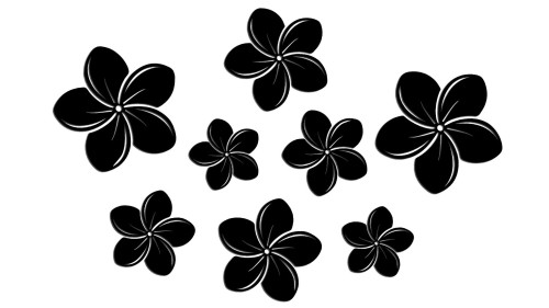 Naklejki KWIATY HAWAJSKIE - Plumeria - Zestaw 8 szt. czarne
