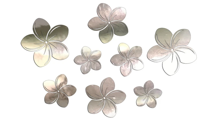 Naklejki KWIATY HAWAJSKIE - Plumeria - Zestaw 8 szt. chrom