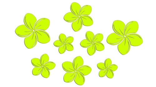 Naklejki KWIATY HAWAJSKIE - Plumeria - Zestaw 8 szt. żółty neon