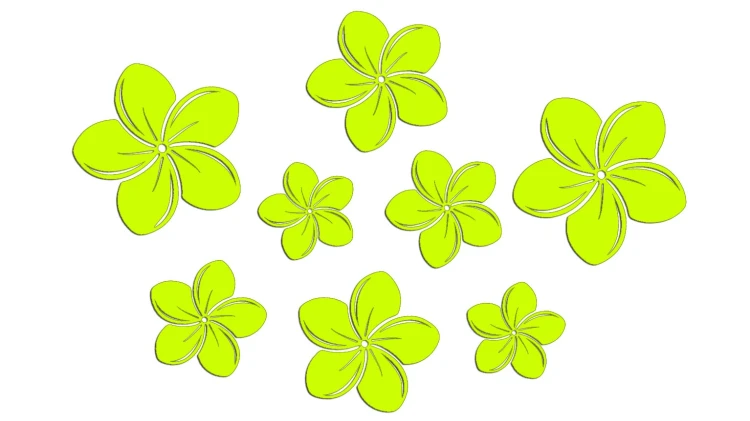 Naklejki KWIATY HAWAJSKIE - Plumeria - Zestaw 8 szt. żółty neon