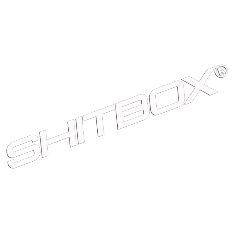 Naklejka SHITBOX - Stylizowany Emblemat - Na Auto / Gruza biała