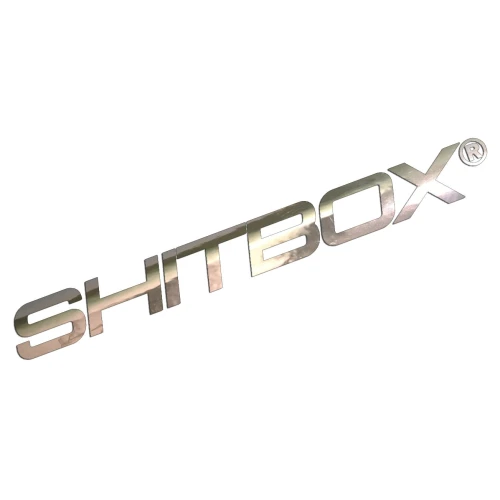 Naklejka SHITBOX - Stylizowany Emblemat - Na Auto / Gruza chrom