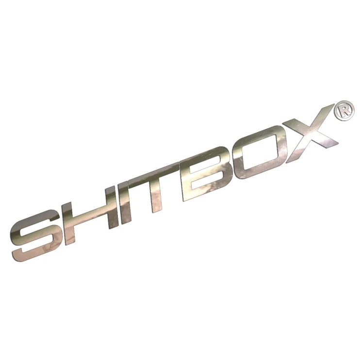 Naklejka SHITBOX - Stylizowany Emblemat - Na Auto / Gruza chrom