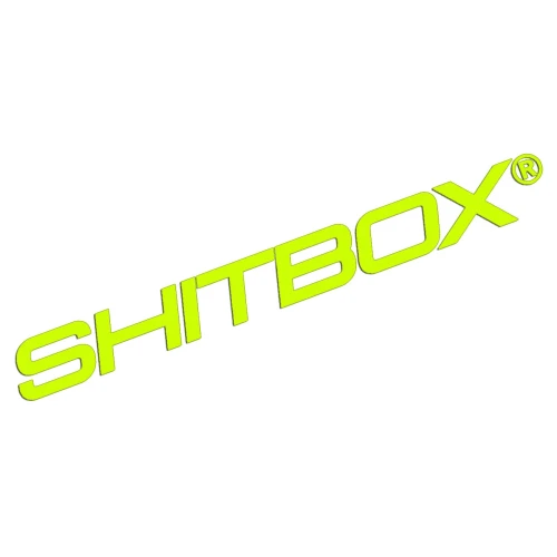 Naklejka SHITBOX - Stylizowany Emblemat - Na Auto / Gruza żółty neon