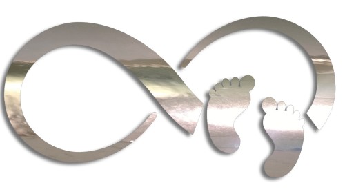 Naklejka ZNAK NIESKOŃCZONOŚCI - Stópki Dziecka - Infinity na szybę - chrom