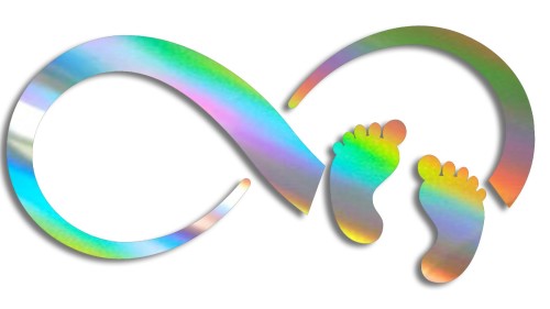 Naklejka ZNAK NIESKOŃCZONOŚCI - Stópki Dziecka - Infinity do pokoju dziecięcego -  holograficzna
