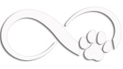 Naklejka ZNAK NIESKOŃCZONOŚCI - łapka pieska lub kotka - Infinity - biała