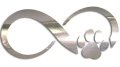 Naklejka ZNAK NIESKOŃCZONOŚCI - łapka pieska lub kotka - Infinity - chrom
