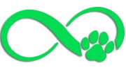 Naklejka ZNAK NIESKOŃCZONOŚCI - łapka pieska lub kotka - Infinity - zielony neon