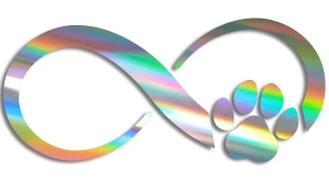 Naklejka ZNAK NIESKOŃCZONOŚCI łapka pies kot (infinity) - holograficzna