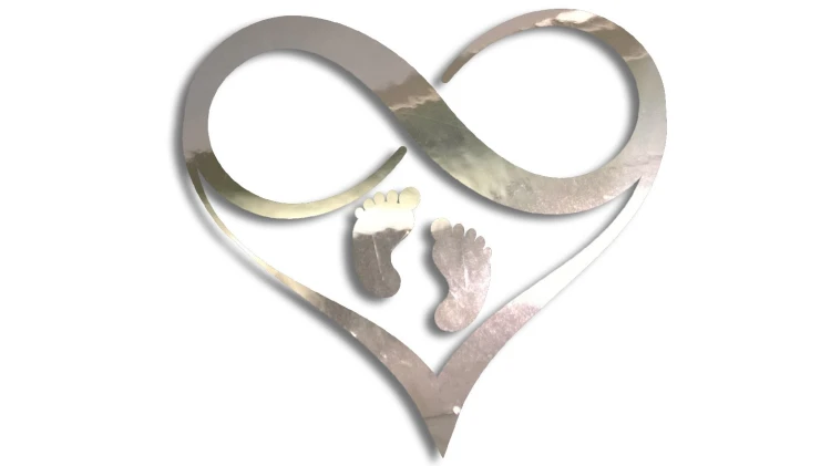Naklejka SERCE ZNAK NIESKOŃCZONOŚCI - Stópki Dziecka - Infinity - chrom