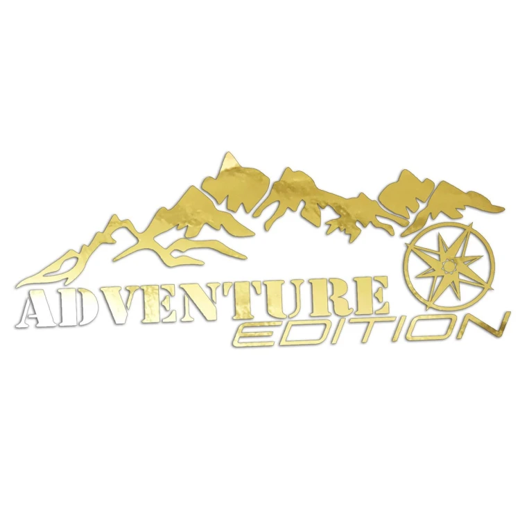 Naklejka ADVENTURE EDITION - Góry Róża Wiatrów - Offroad / Kamper - złoty chrom
