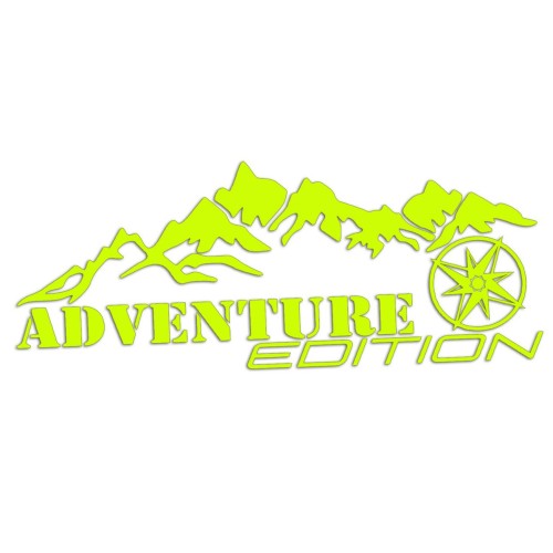 Naklejka ADVENTURE EDITION - Góry Róża Wiatrów - Offroad / Kamper - żółty neon