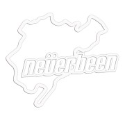 Naklejka NEVERBEEN - Tor Nurburgring Parodia - Śmieszna na Auto - biała