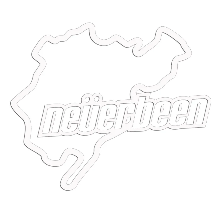 Naklejka NEVERBEEN - Tor Nurburgring Parodia - Śmieszna na Auto - biała