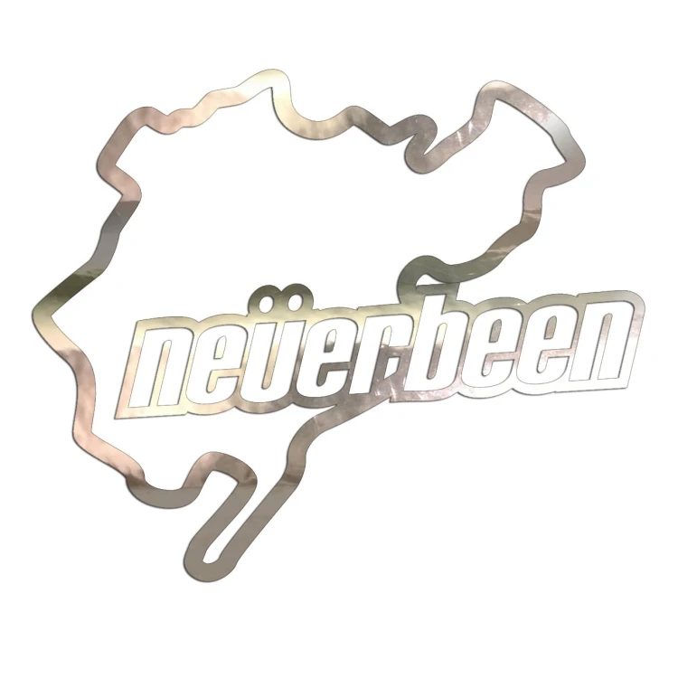 Naklejka NEVERBEEN - Tor Nurburgring Parodia - Śmieszna na Auto - chrom