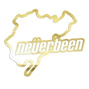 Naklejka NEVERBEEN - Tor Nurburgring Parodia - Śmieszna na Auto - złoty chrom