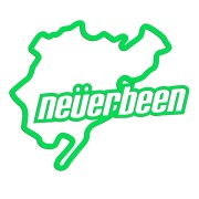 Naklejka NEVERBEEN - Tor Nurburgring Parodia - Śmieszna na Auto - zielony neon