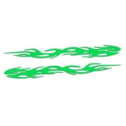 Naklejki PŁOMIENIE Komplet - Ogień na Boki Samochodu - Lewa/Prawa - zielony neon