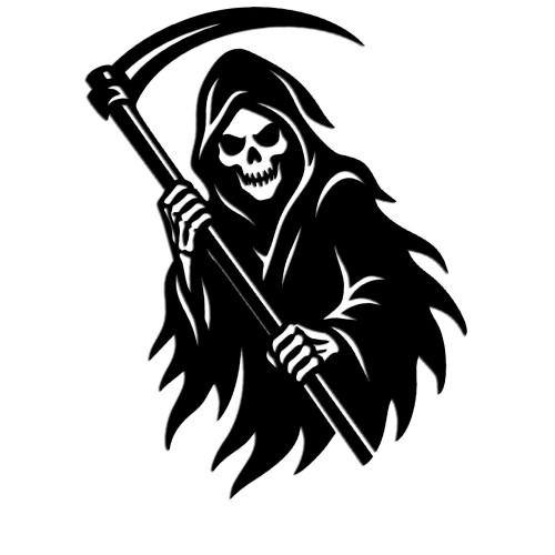 Naklejka ŚMIERĆ KOSTUCHA - Ponury Żniwiarz z Kosą - Grim Reaper - czarna