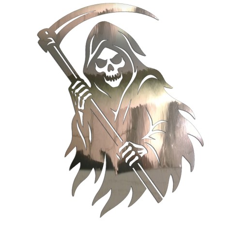 Naklejka ŚMIERĆ KOSTUCHA - Ponury Żniwiarz z Kosą - Grim Reaper - chrom
