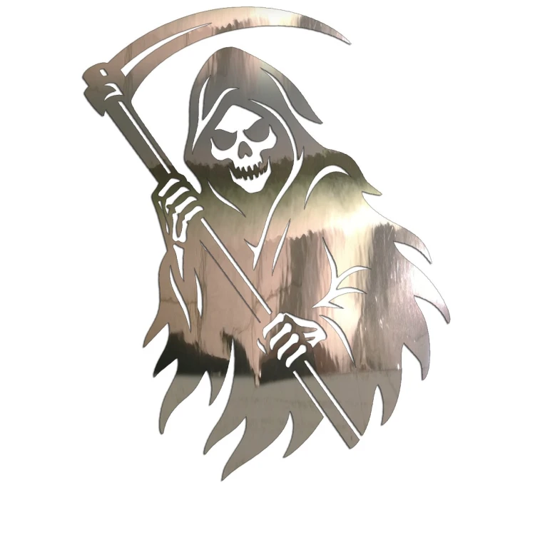 Naklejka ŚMIERĆ KOSTUCHA - Ponury Żniwiarz z Kosą - Grim Reaper - chrom