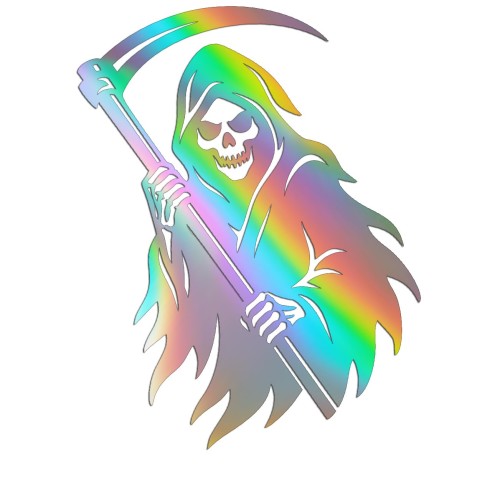 Naklejka ŚMIERĆ KOSTUCHA - Ponury Żniwiarz z Kosą - Grim Reaper - holograficzna