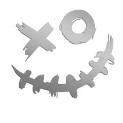 Naklejka SCARY SMILE JOKER - Mroczny Uśmiech XO - Straszna na Auto - srebrna