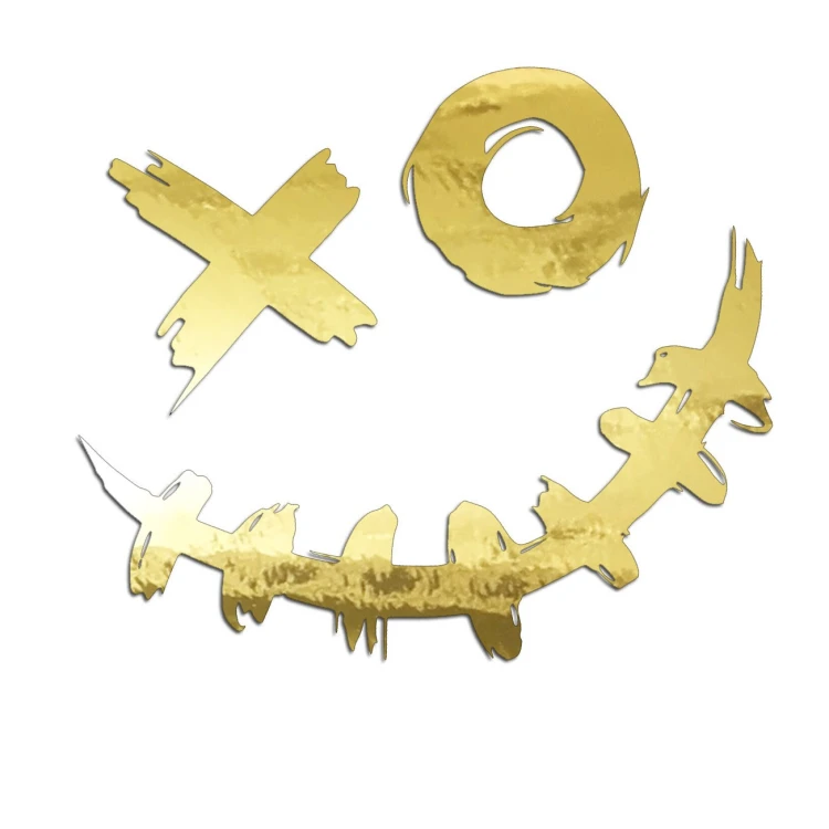 Naklejka SCARY SMILE JOKER - Mroczny Uśmiech XO - Straszna na Auto - złoty chrom
