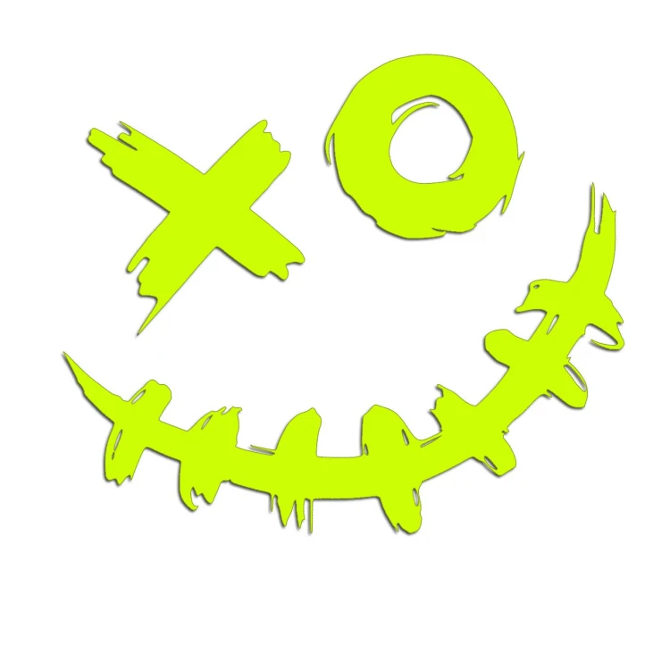 Naklejka SCARY SMILE JOKER - Mroczny Uśmiech XO - Straszna na Auto - żółty neon
