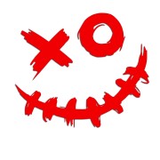 Naklejka SCARY SMILE JOKER - Mroczny Uśmiech XO - Straszna na Auto - czerwony neon