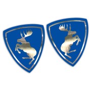 Naklejki ŁOŚ VOLVO Prancing Moose - niebieski Mat + Chrom - Komplet Lewa/Prawa