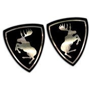 Naklejki ŁOŚ VOLVO Prancing Moose - Czarny Mat + Chrom - Komplet Lewa/Prawa