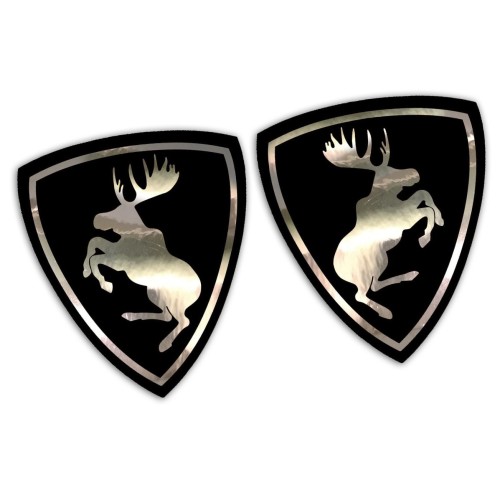 Naklejki ŁOŚ VOLVO Prancing Moose - Czarny Mat + Chrom - Komplet Lewa/Prawa